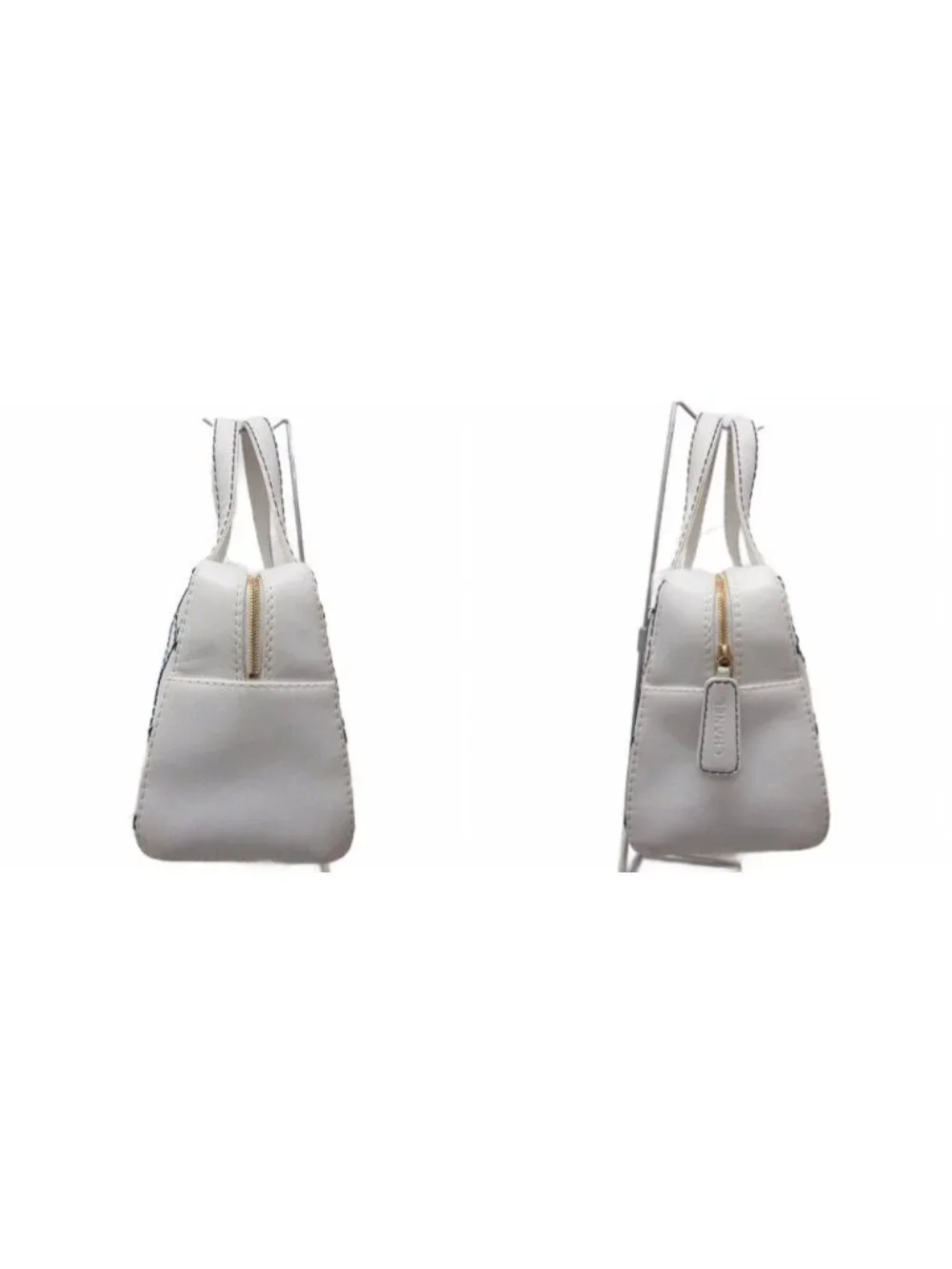 Chanel Wild Stitch CC Logo Handbag Gold Leather White